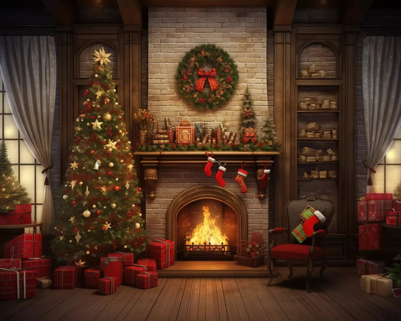 Christmas In Hometown 10’X8’ Fleece (120 X 96 Inch) Backdrop