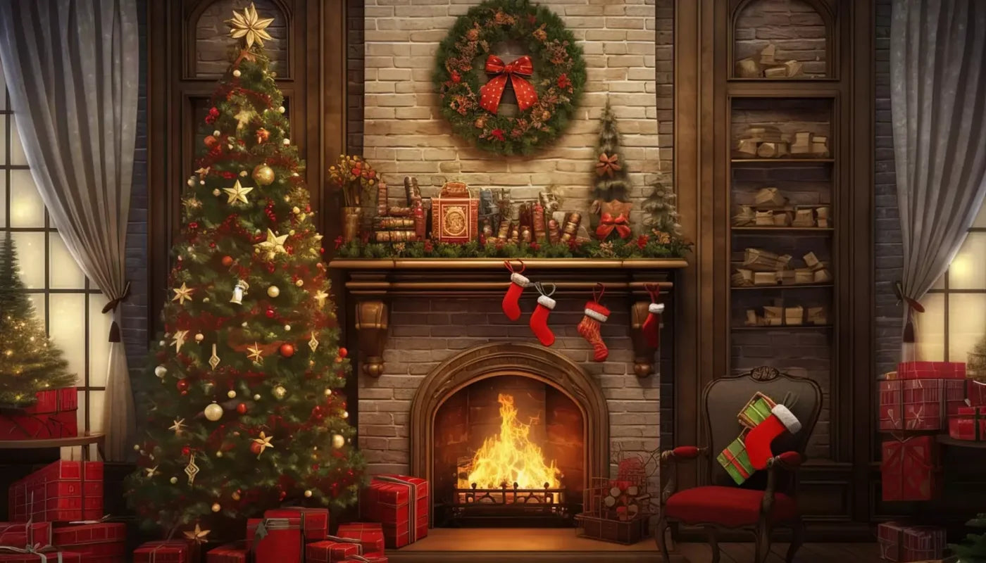 Christmas In Hometown 14’X8’ Ultracloth (168 X 96 Inch) Backdrop