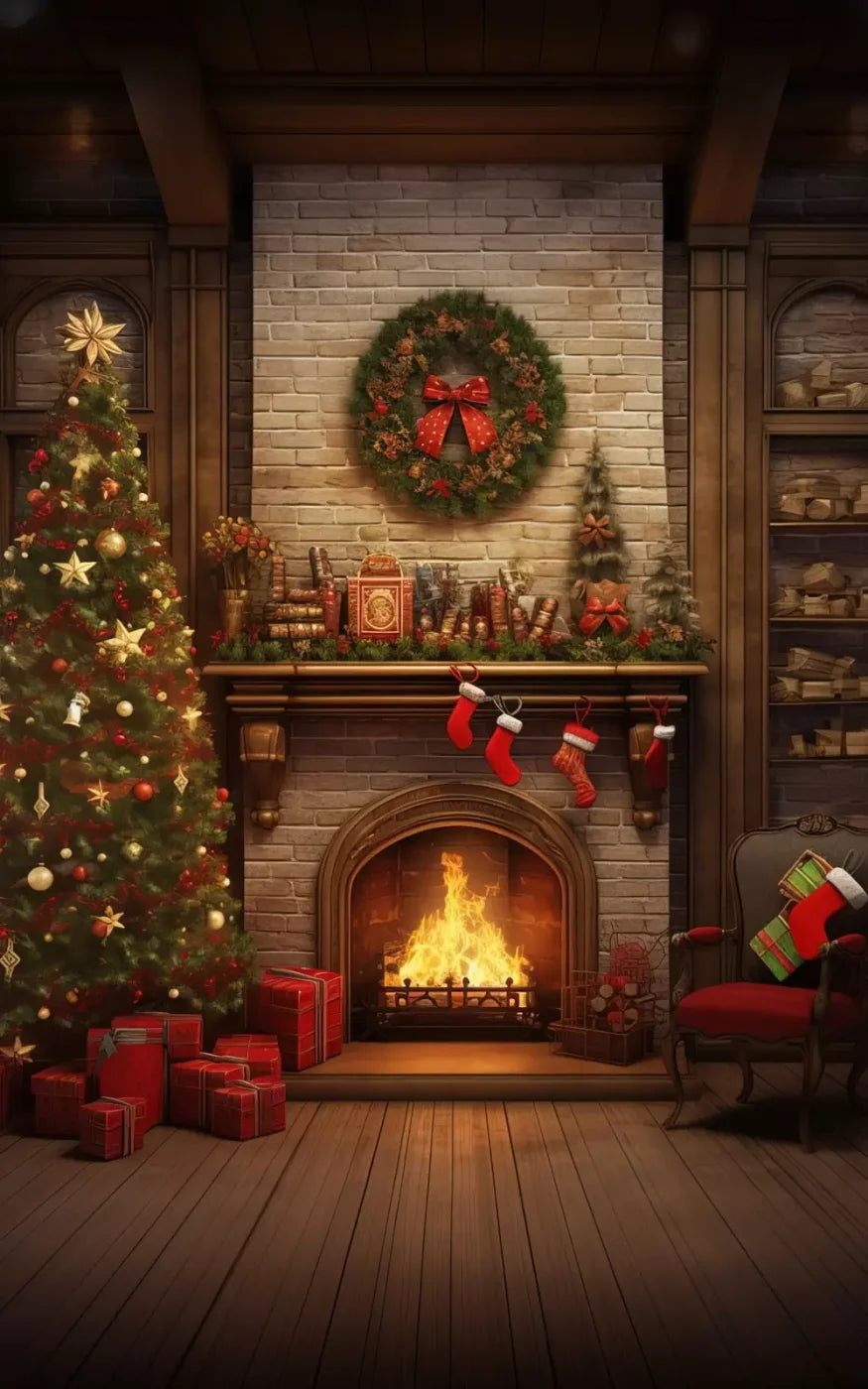 Christmas In Hometown 5’X8’ Ultracloth (60 X 96 Inch) Backdrop