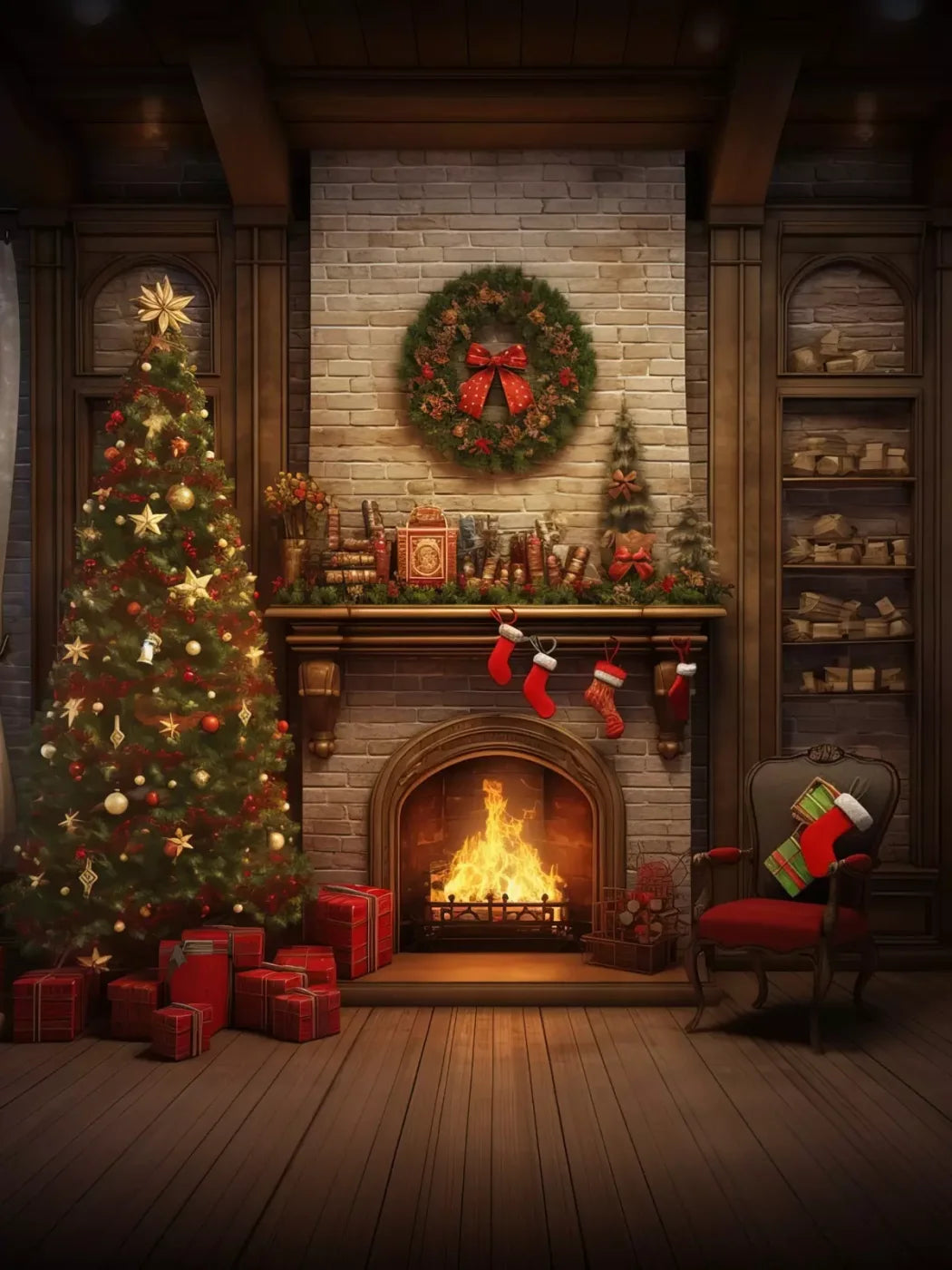 Christmas In Hometown 6’X8’ Fleece (72 X 96 Inch) Backdrop