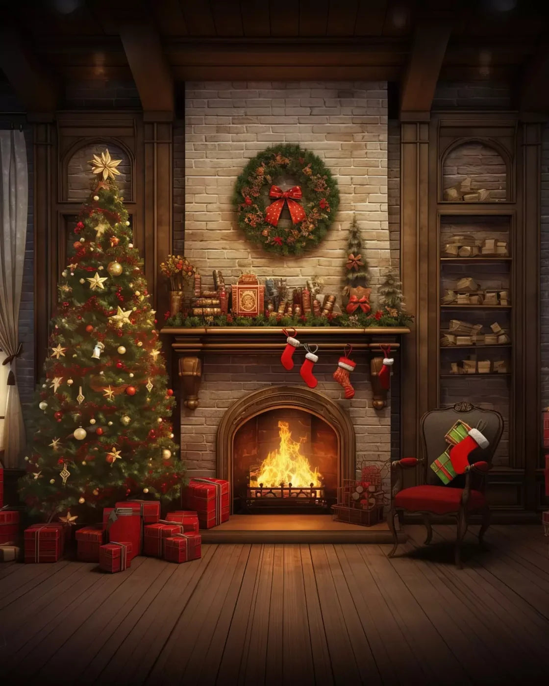 Christmas In Hometown 8’X10’ Fleece (96 X 120 Inch) Backdrop