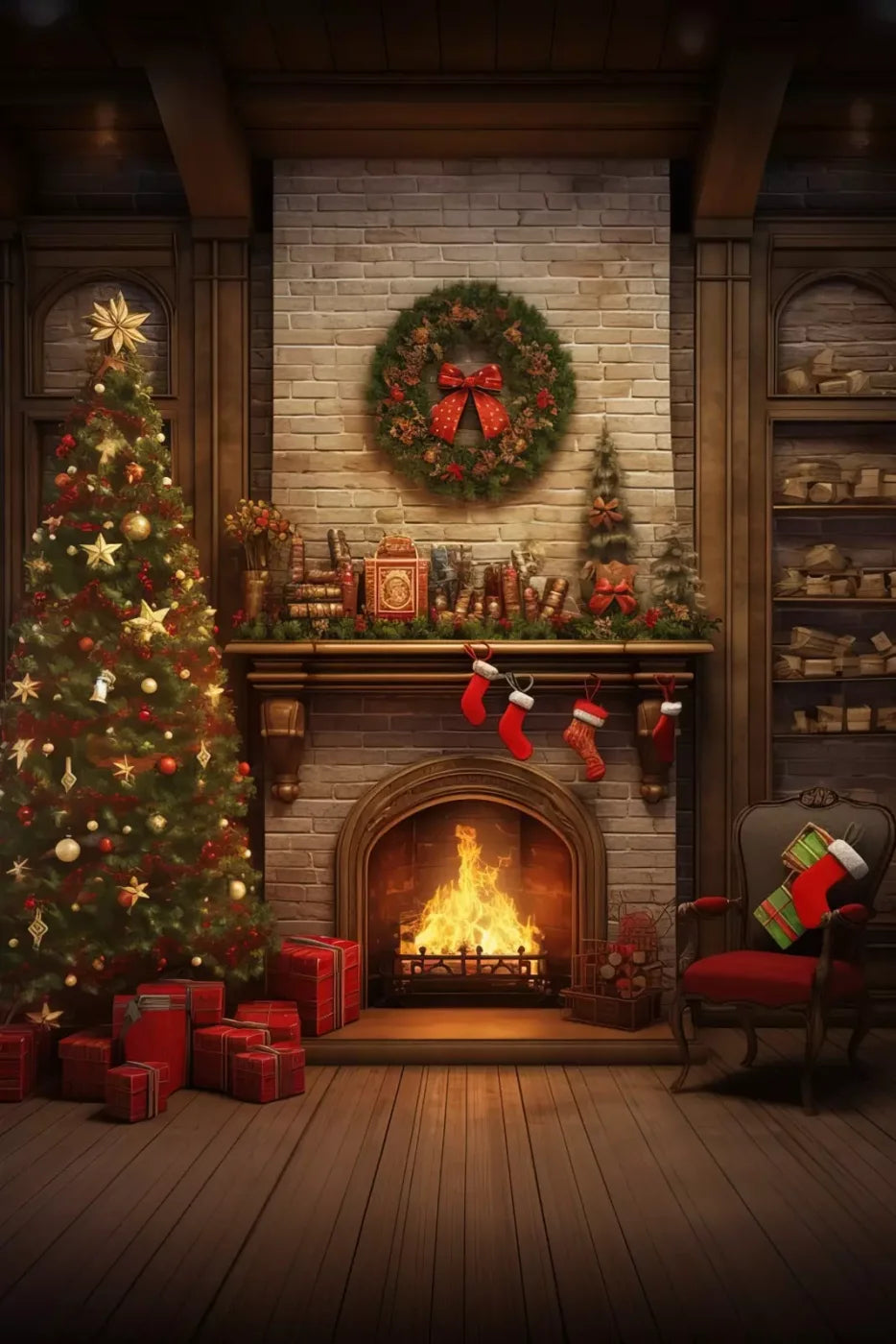 Christmas In Hometown 8’X12’ Ultracloth (96 X 144 Inch) Backdrop