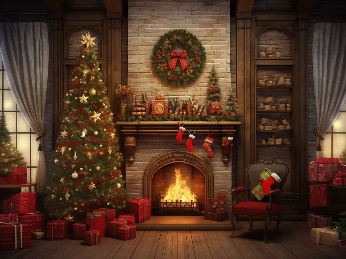 Christmas In Hometown 8’X6’ Fleece (96 X 72 Inch) Backdrop