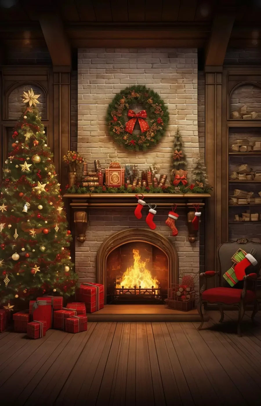 Christmas In Hometown 9’X14’ Ultracloth (108 X 168 Inch) Backdrop