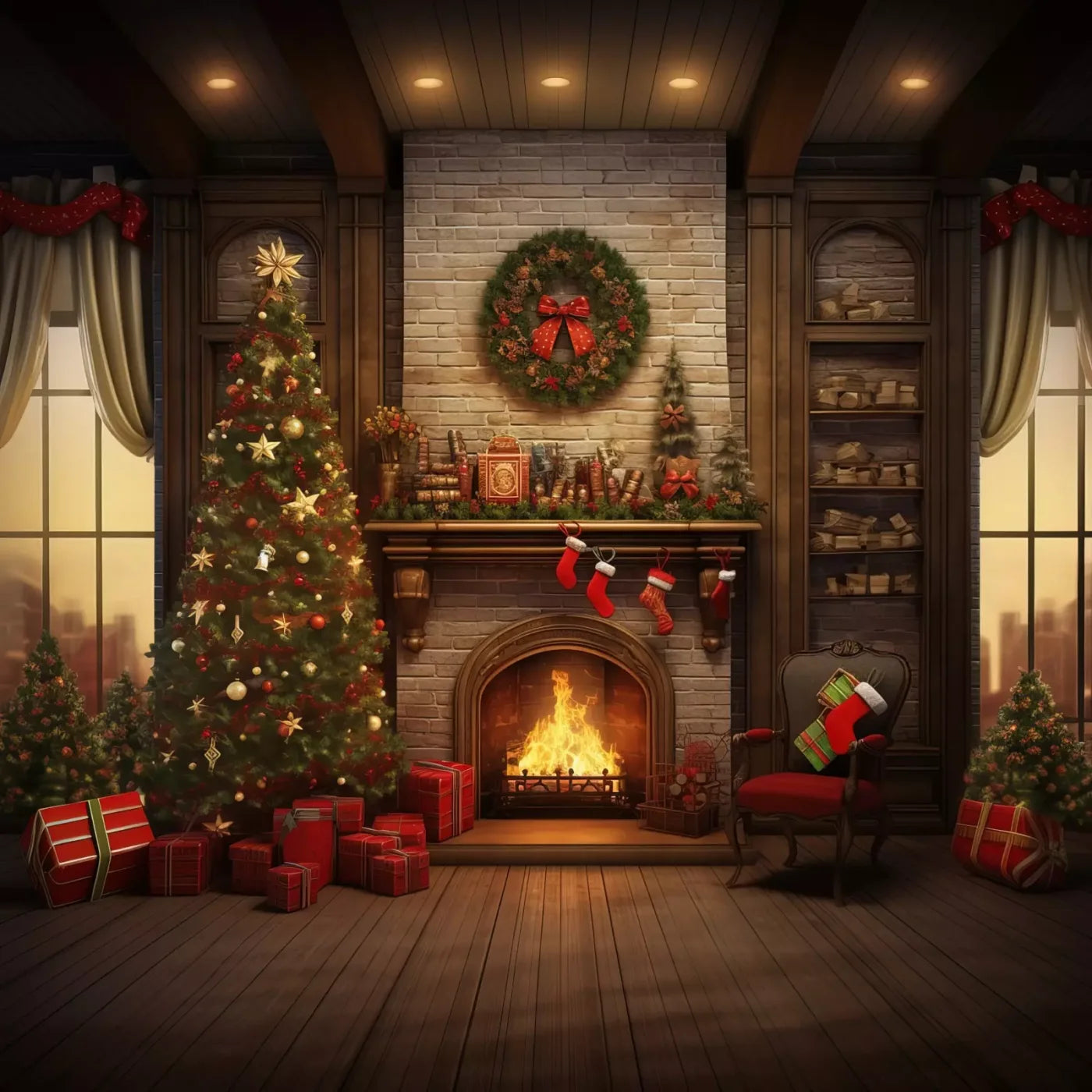 Christmas In The City 10’X10’ Ultracloth (120 X Inch) Backdrop