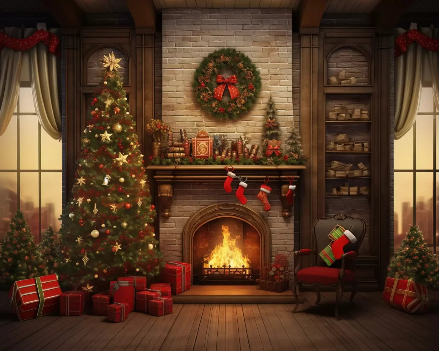Christmas In The City 10’X8’ Fleece (120 X 96 Inch) Backdrop