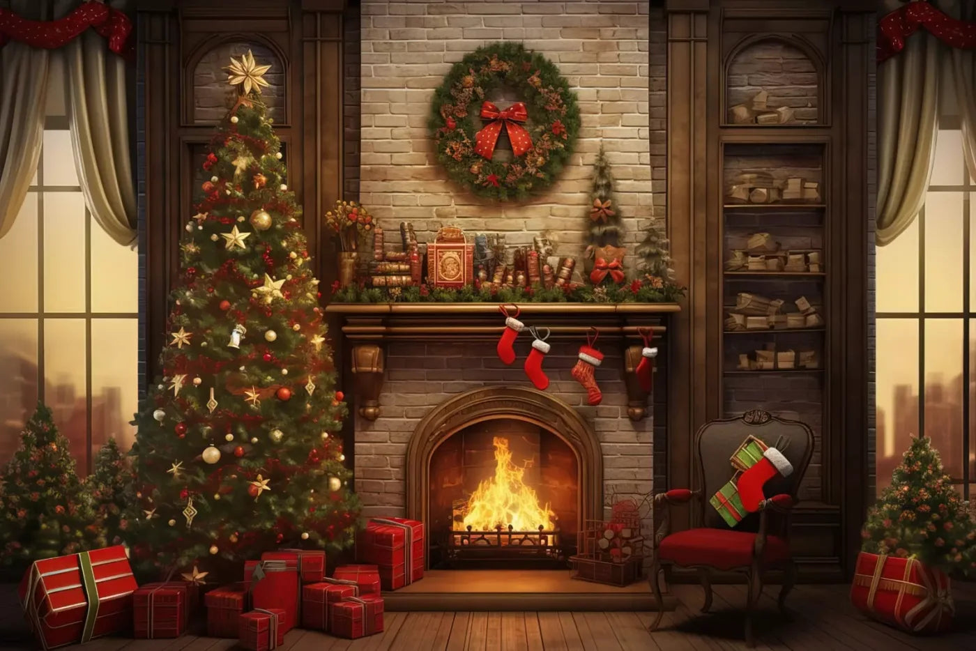 Christmas In The City 12’X8’ Ultracloth (144 X 96 Inch) Backdrop