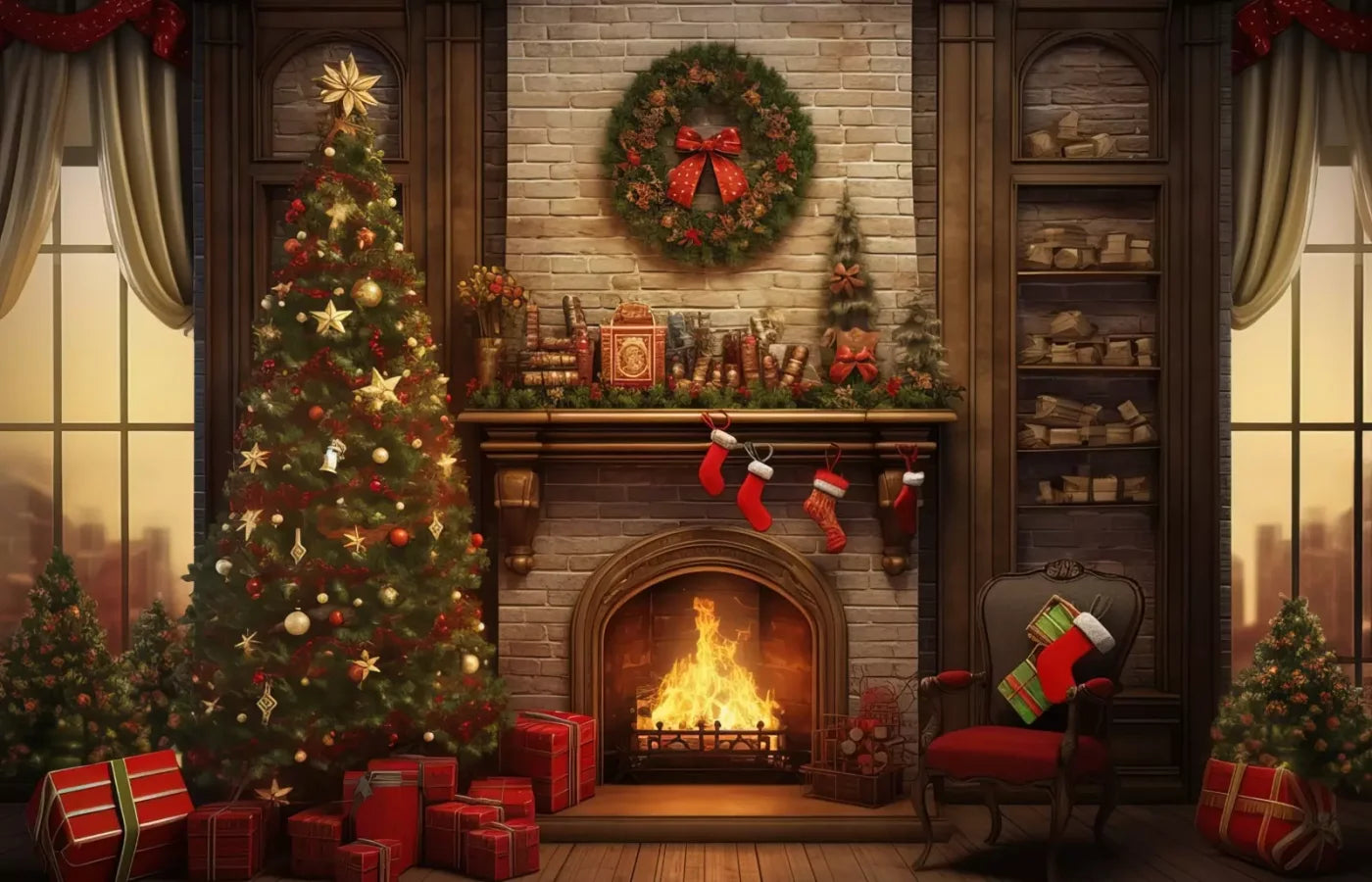 Christmas In The City 14’X9’ Ultracloth (168 X 108 Inch) Backdrop