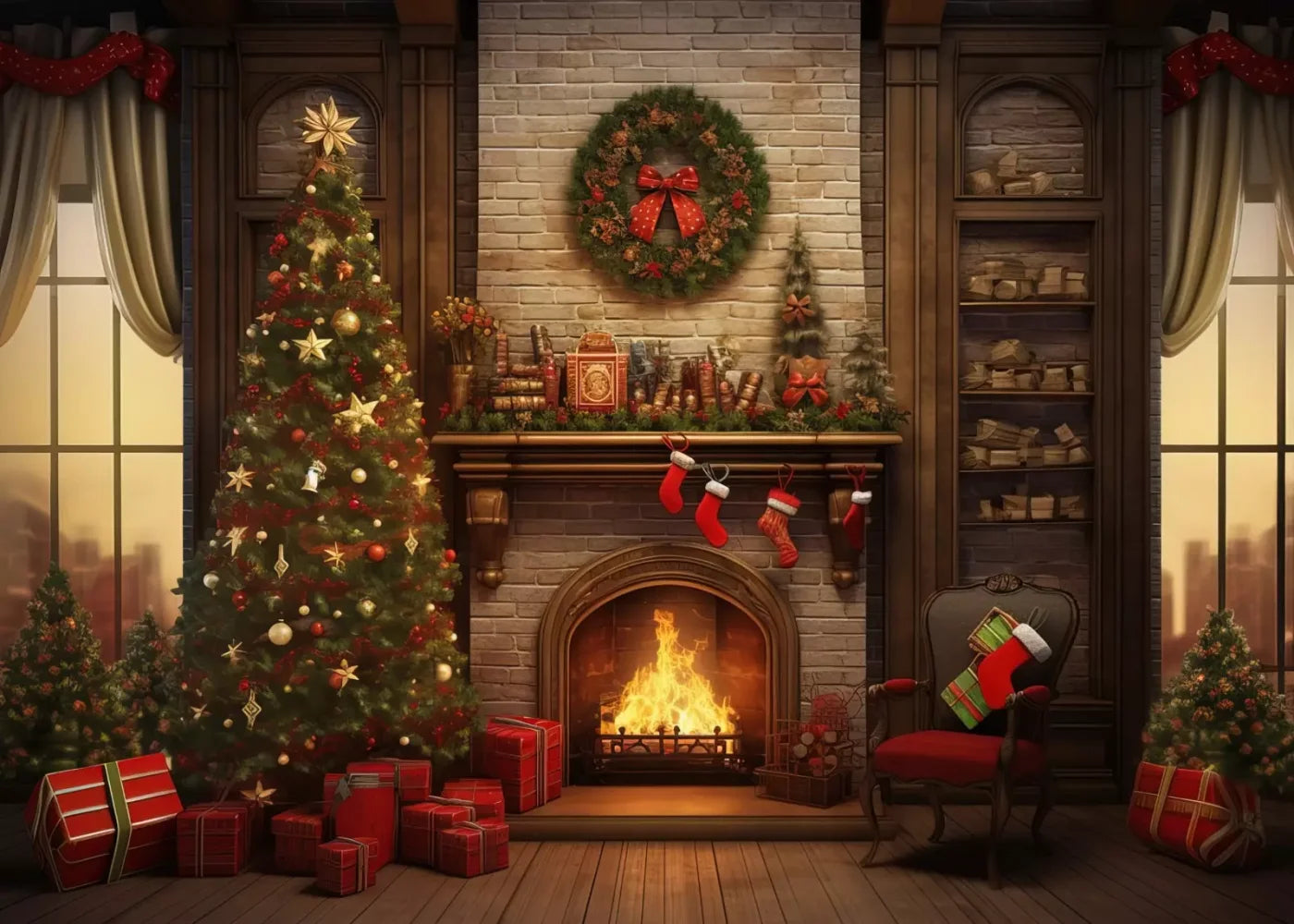 Christmas In The City 7’X5’ Ultracloth (84 X 60 Inch) Backdrop