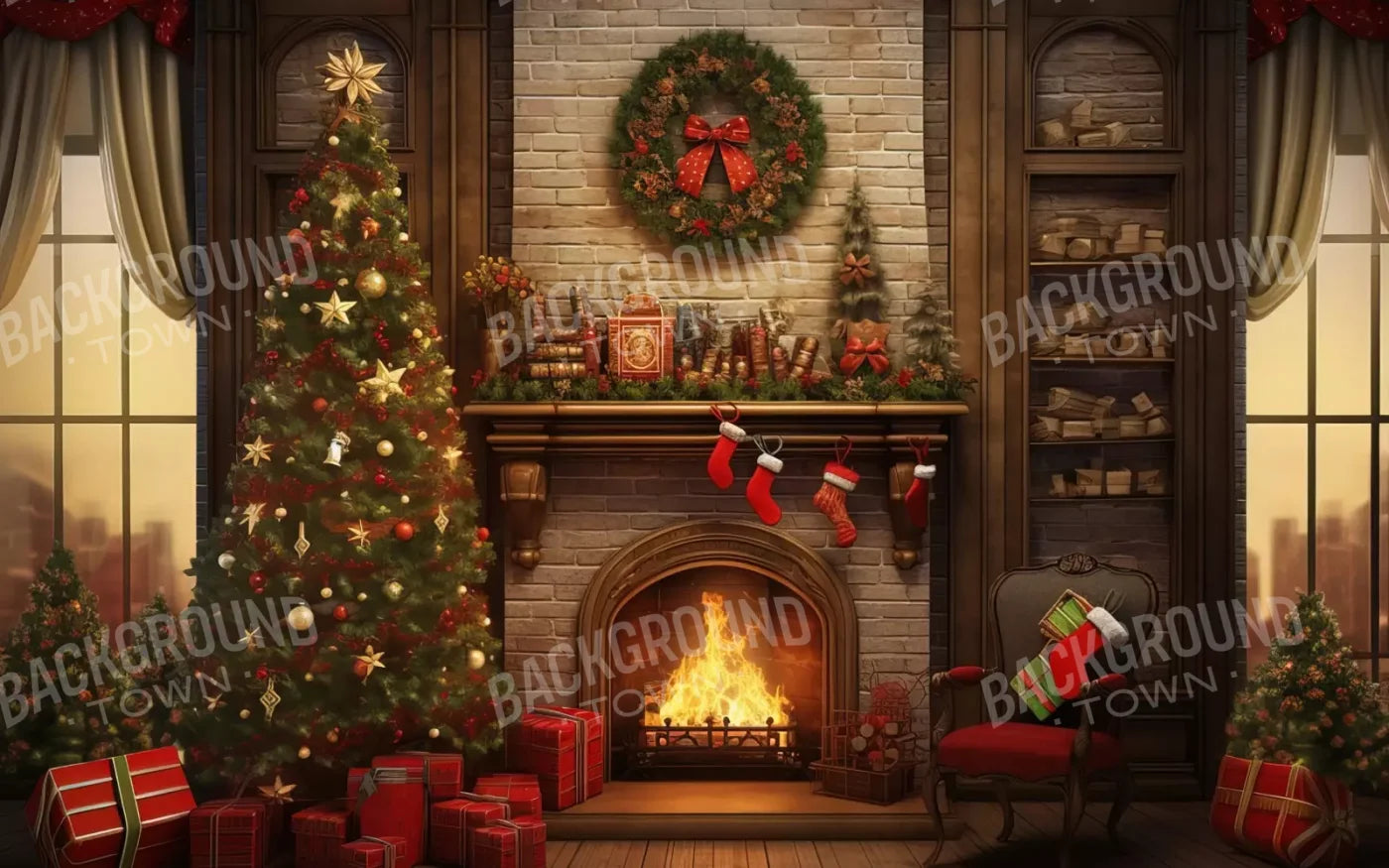 Christmas In The City 8’X5’ Ultracloth (96 X 60 Inch) Backdrop