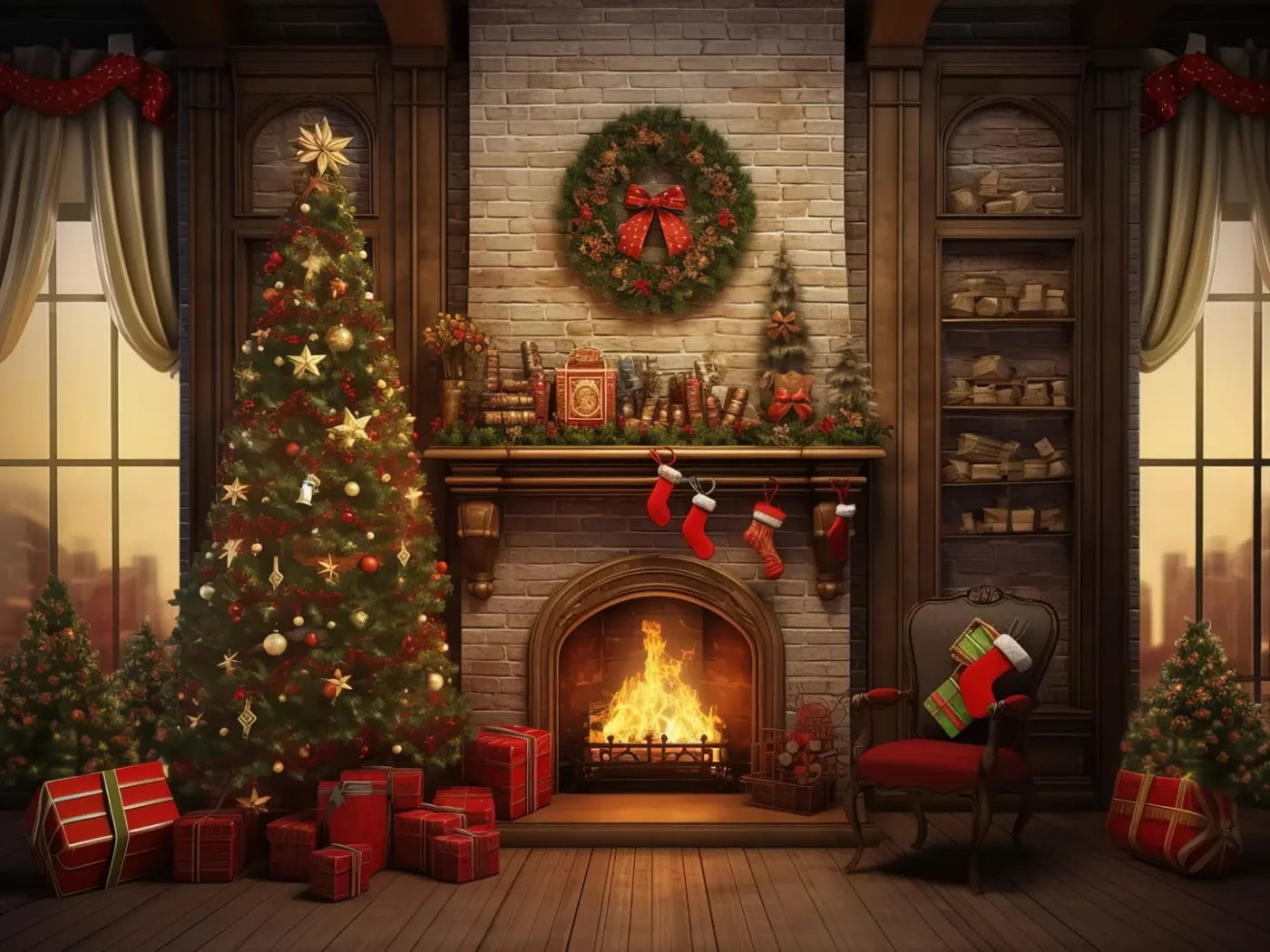Christmas In The City 8’X6’ Fleece (96 X 72 Inch) Backdrop