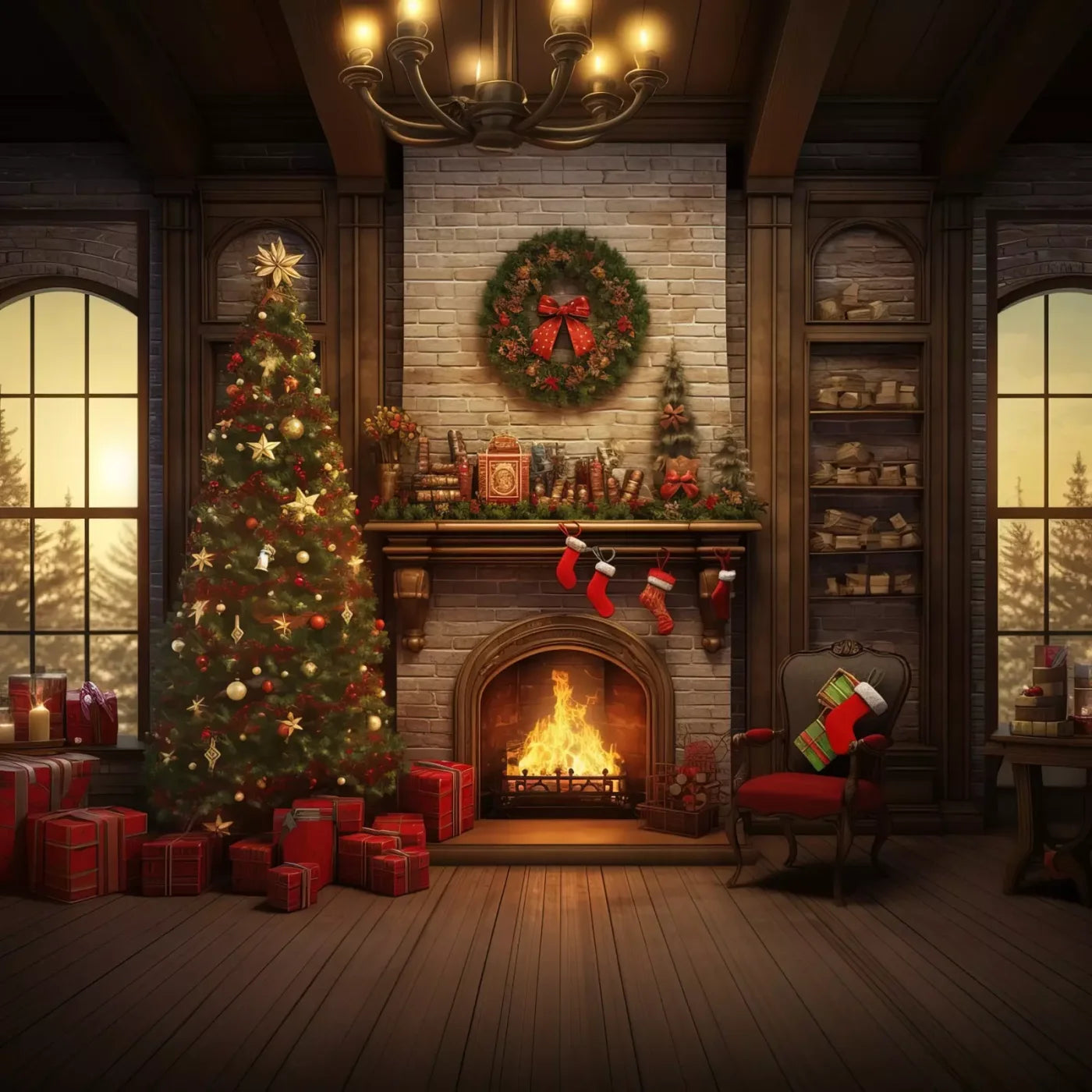 Christmas In The Woods 10’X10’ Ultracloth (120 X Inch) Backdrop