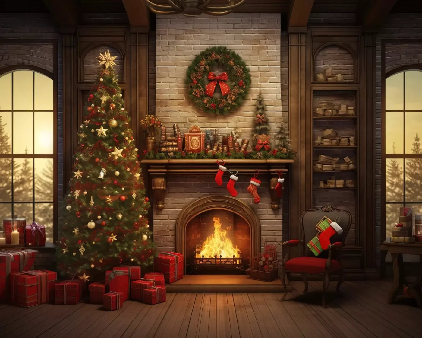 Christmas In The Woods 10’X8’ Fleece (120 X 96 Inch) Backdrop