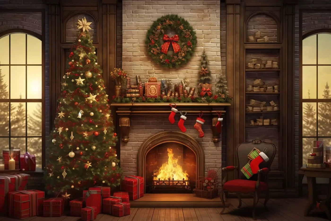 Christmas In The Woods 12’X8’ Ultracloth (144 X 96 Inch) Backdrop