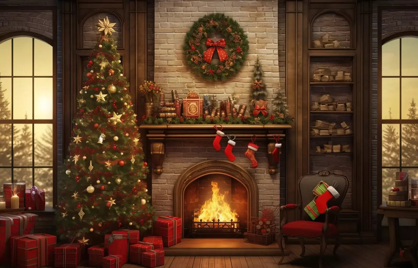 Christmas In The Woods 14’X9’ Ultracloth (168 X 108 Inch) Backdrop