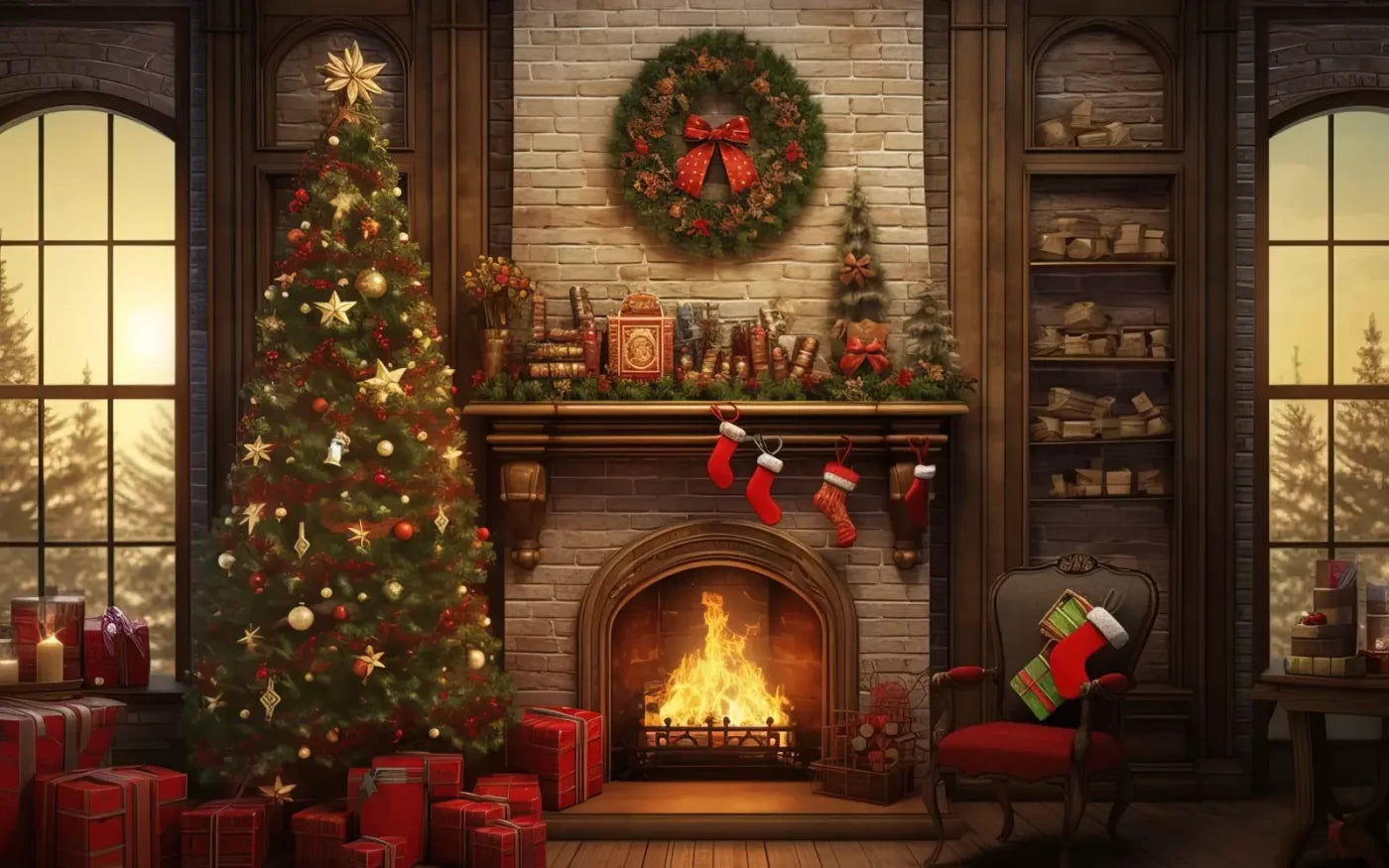 Christmas In The Woods 16’X10’ Ultracloth (192 X 120 Inch) Backdrop