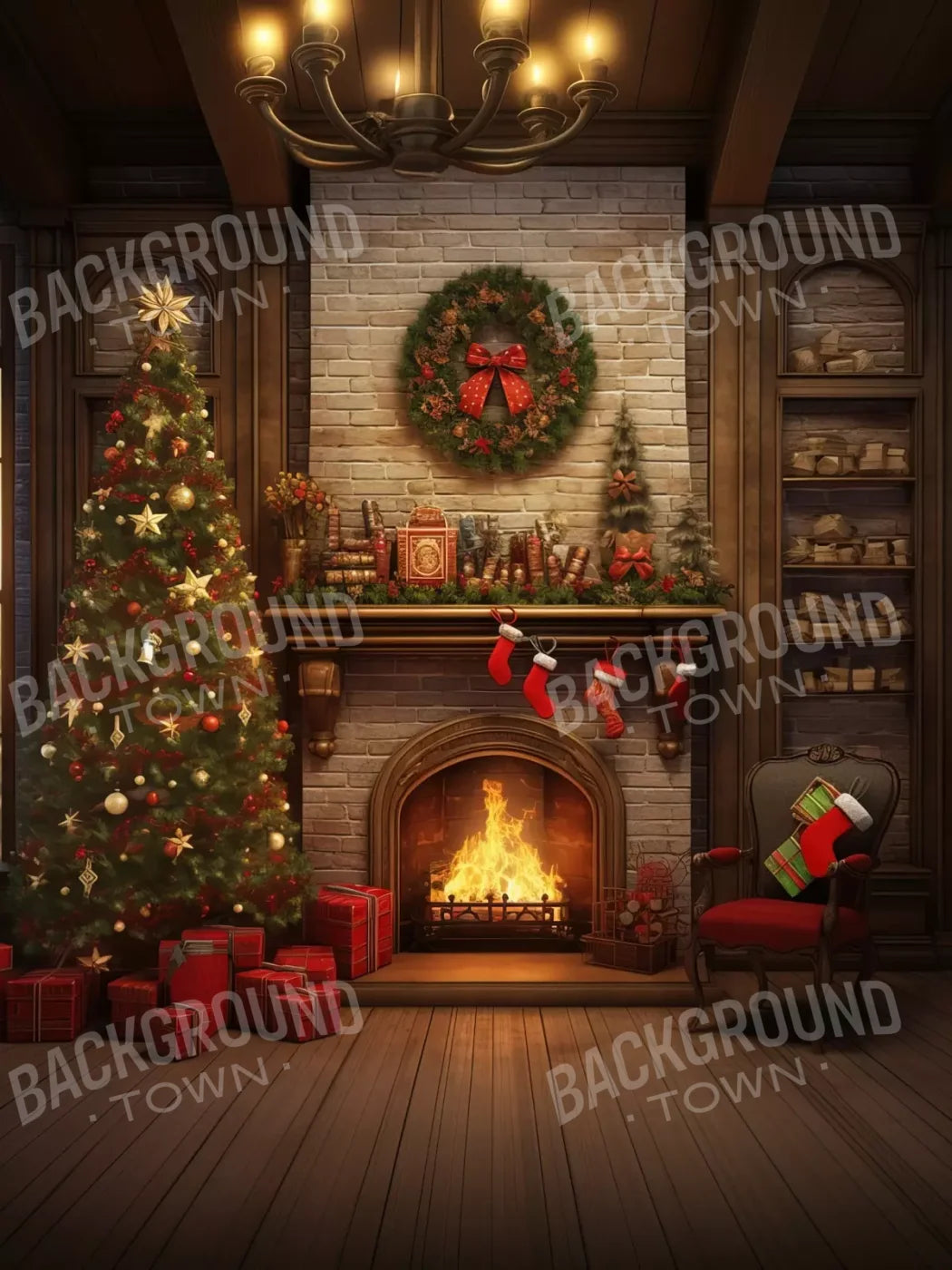 Christmas In The Woods 5’X6’8 Fleece (60 X 80 Inch) Backdrop
