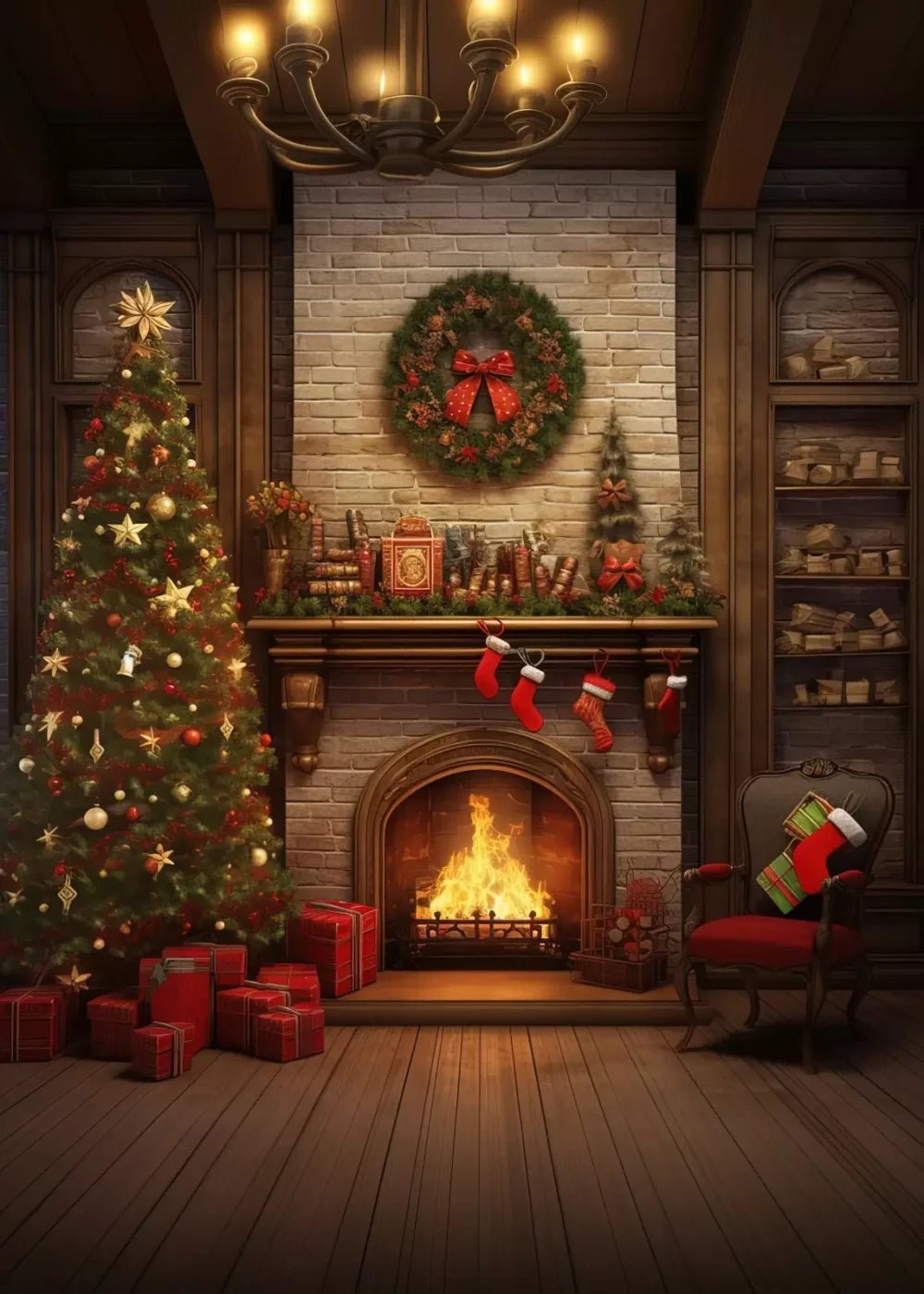 Christmas In The Woods 5’X7’ Ultracloth (60 X 84 Inch) Backdrop