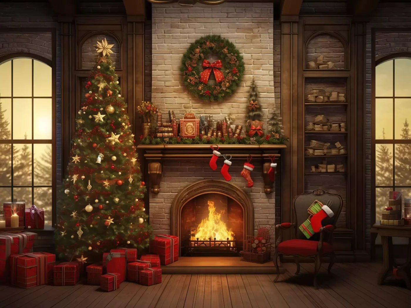 Christmas In The Woods 6’8X5’ Fleece (80 X 60 Inch) Backdrop