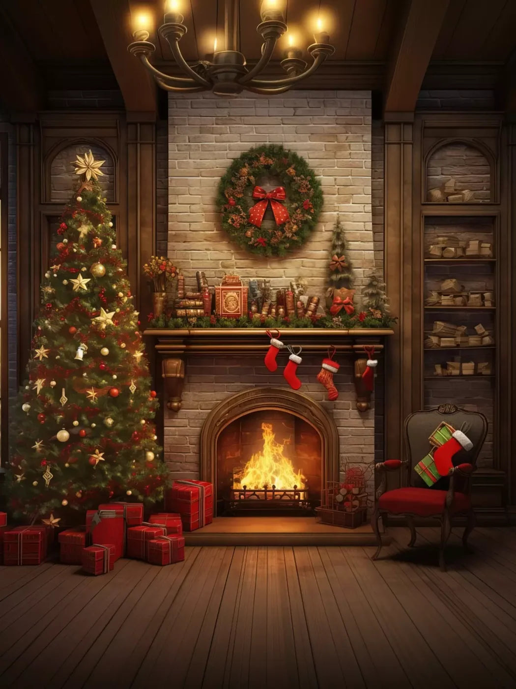 Christmas In The Woods 6’X8’ Fleece (72 X 96 Inch) Backdrop