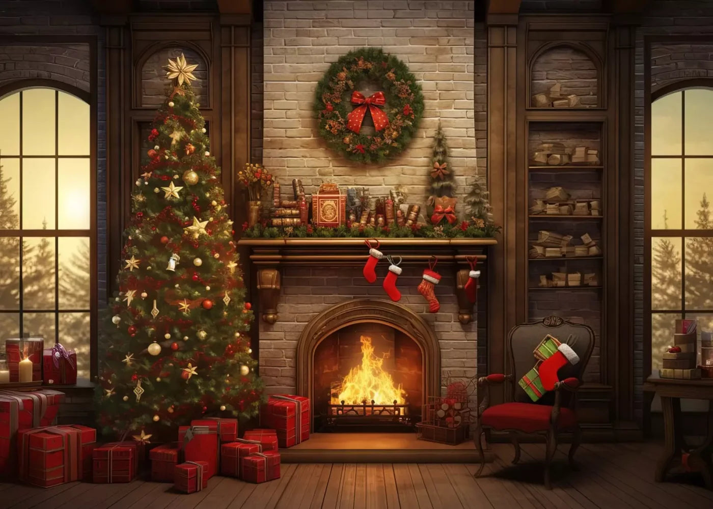 Christmas In The Woods 7’X5’ Ultracloth (84 X 60 Inch) Backdrop