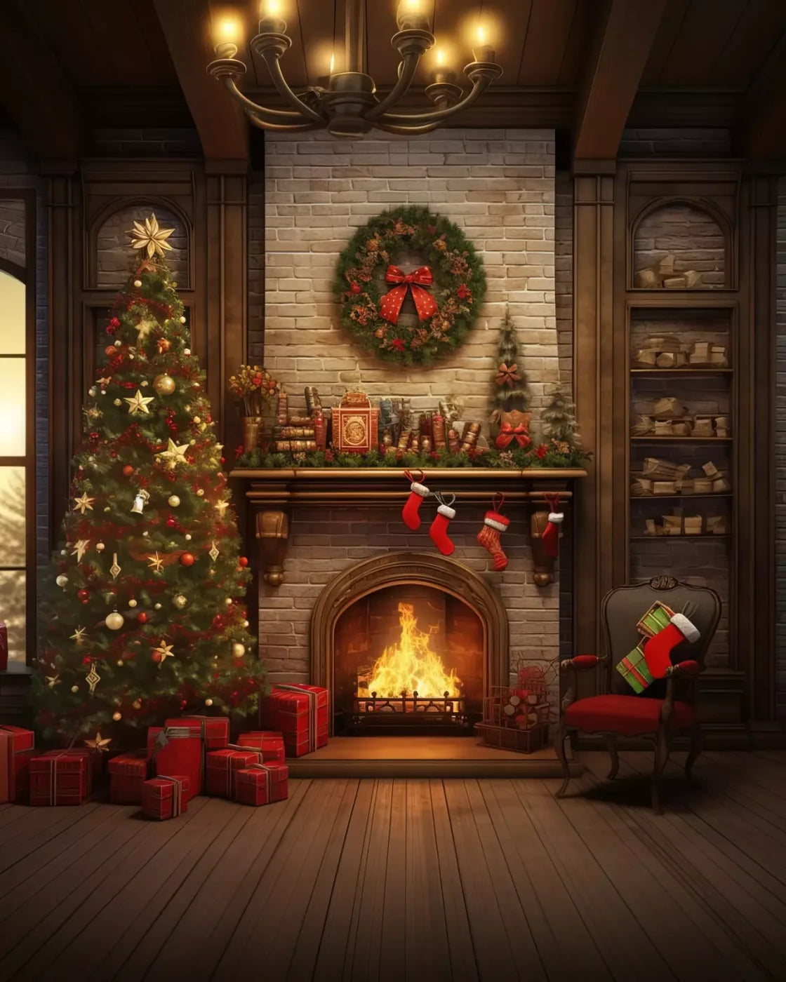Christmas In The Woods 8’X10’ Fleece (96 X 120 Inch) Backdrop