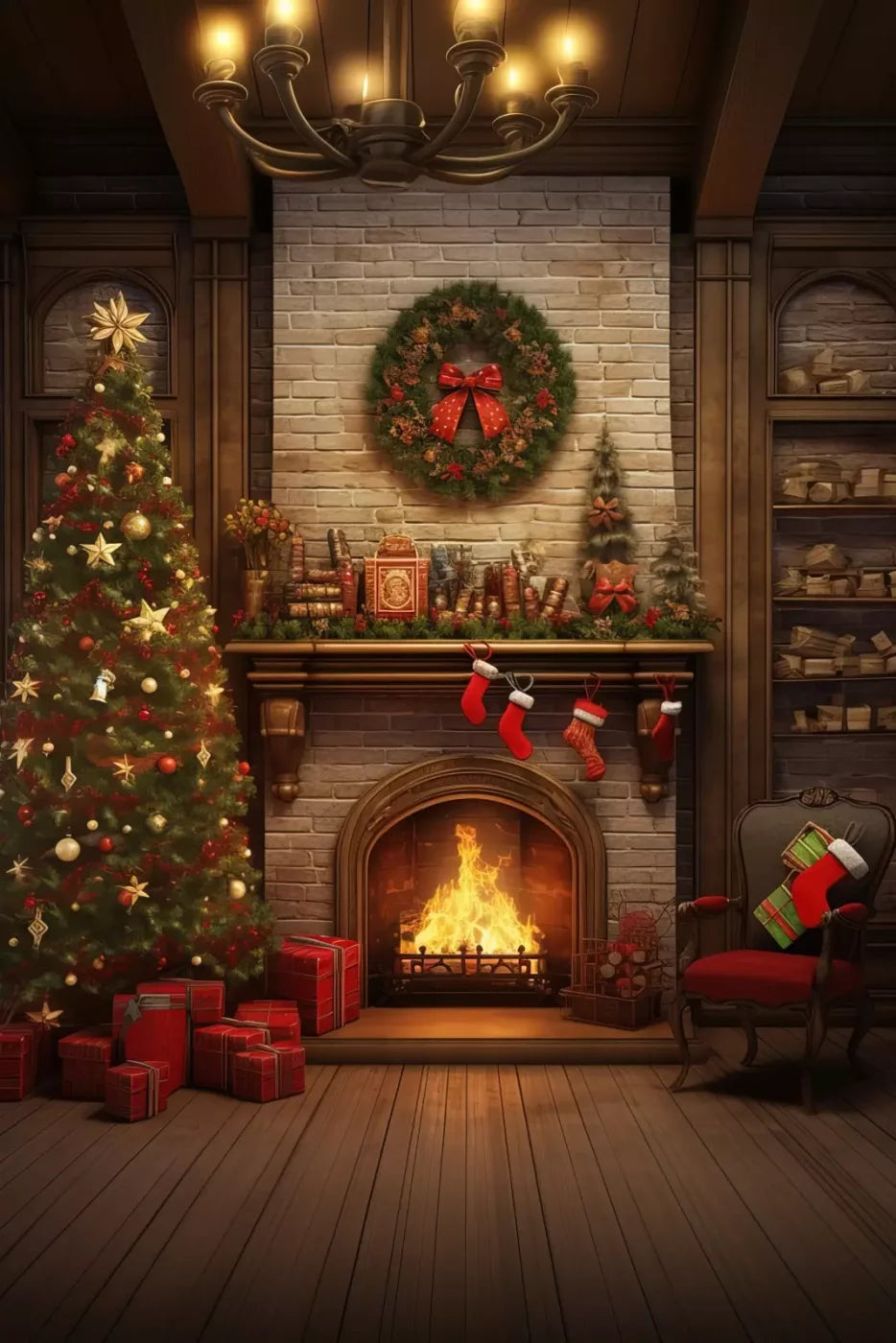 Christmas In The Woods 8’X12’ Ultracloth (96 X 144 Inch) Backdrop