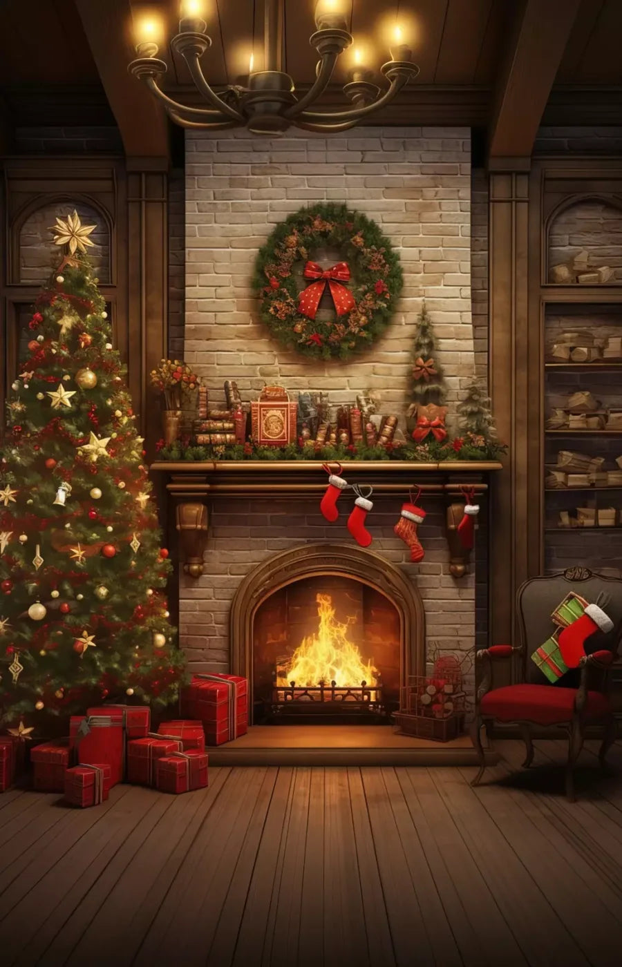 Christmas In The Woods 9’X14’ Ultracloth (108 X 168 Inch) Backdrop