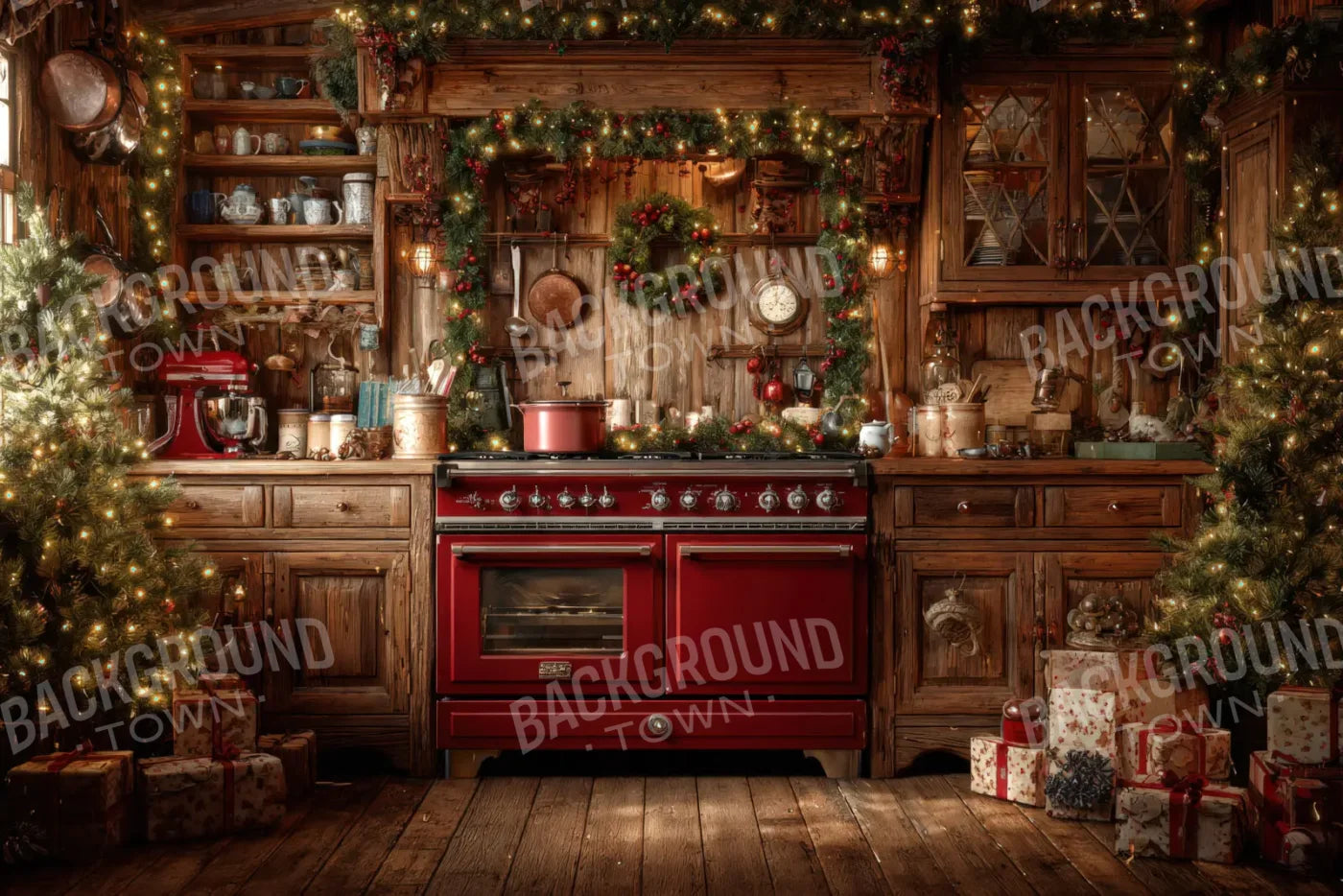 Christmas Kitchen 12’x8’ UltraCloth (144 x 96 inch) Backdrop