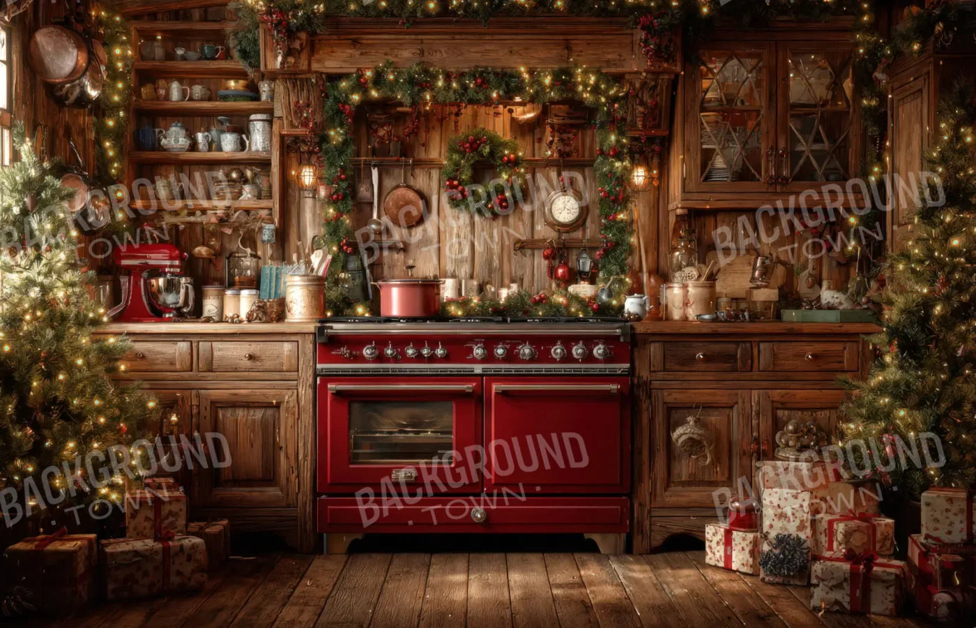 Christmas Kitchen 14’x9’ UltraCloth (168 x 108 inch) Backdrop