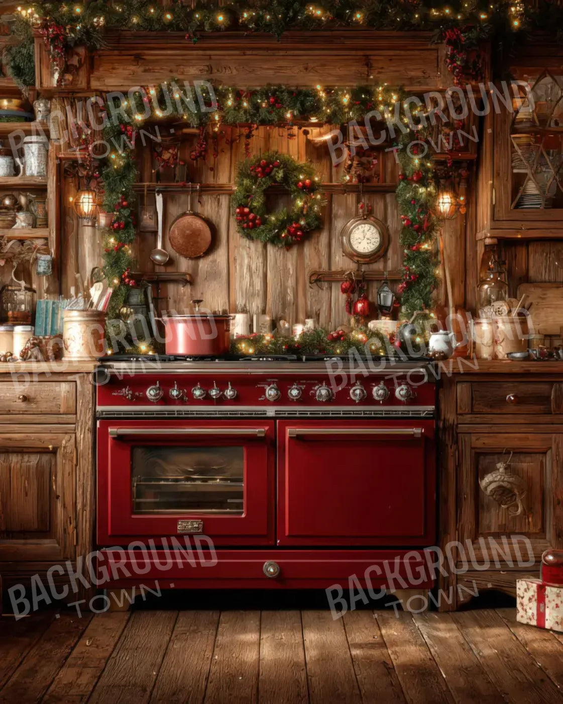 Christmas Kitchen 8’x10’ Fleece (96 x 120 inch) Backdrop