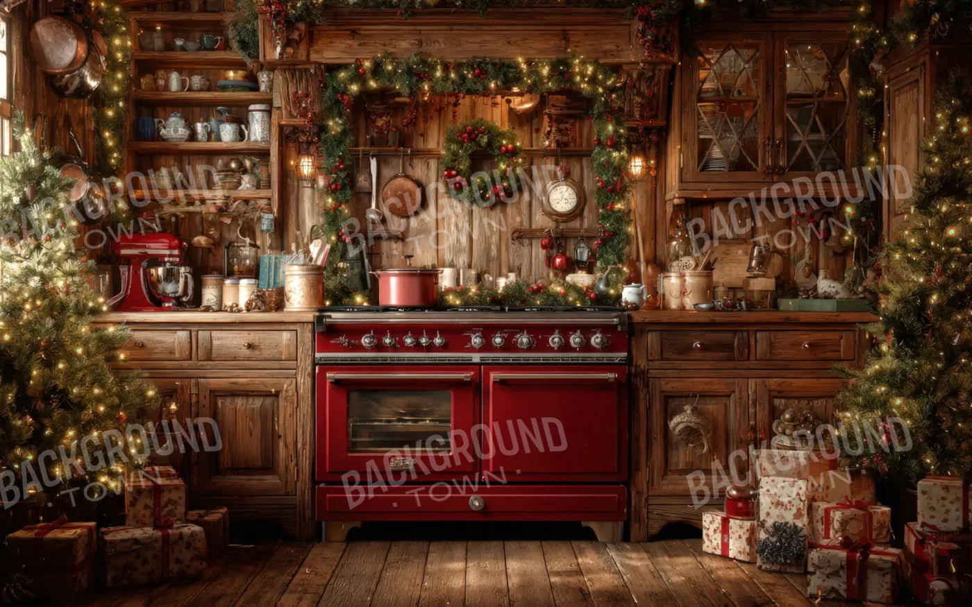 Christmas Kitchen 8’x5’ UltraCloth (96 x 60 inch) Backdrop