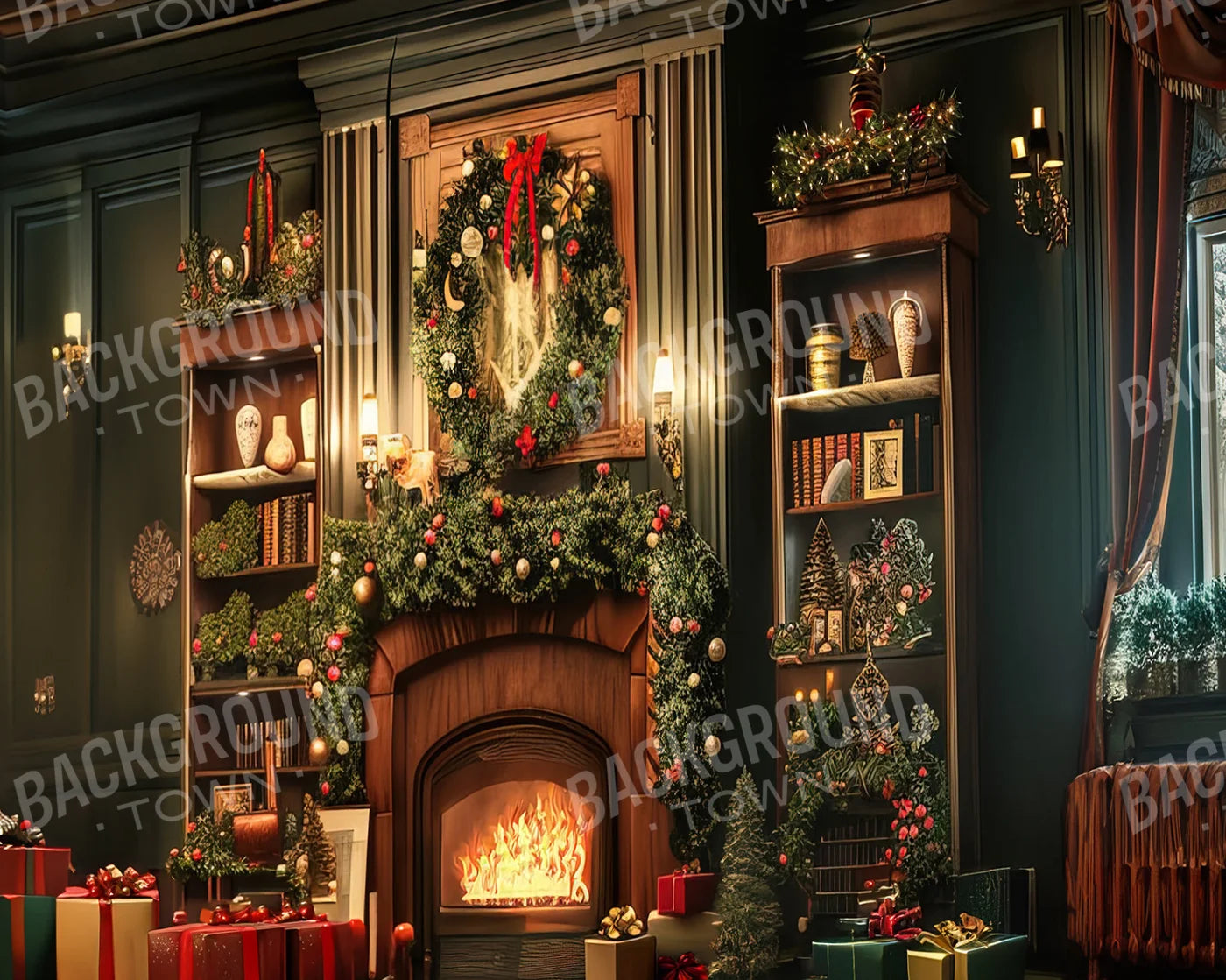Christmas Living Room 10X8 Middle Bundle Backdrop