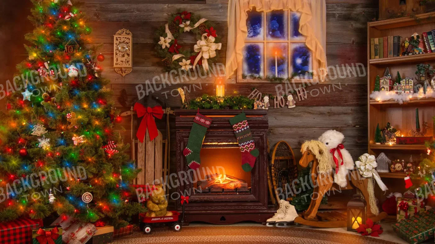 Christmas Living Room 14X8 Ultracloth ( 168 X 96 Inch ) Backdrop