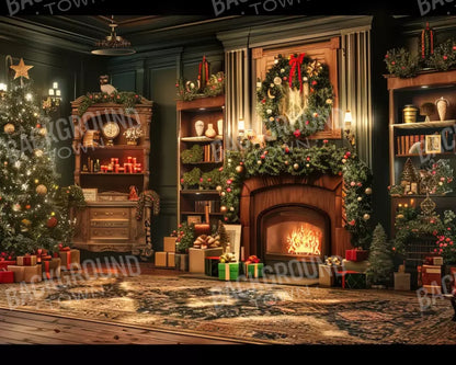 Christmas Living Room Full 10’X8’ Fleece (120 X 96 Inch) Backdrop