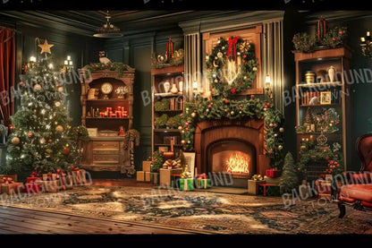 Christmas Living Room Full 12’X8’ Ultracloth (144 X 96 Inch) Backdrop