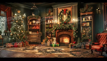 Christmas Living Room Full 14’X8’ Ultracloth (168 X 96 Inch) Backdrop