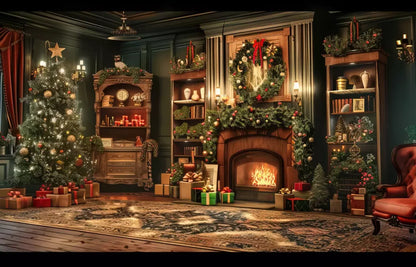 Christmas Living Room Full 14’X9’ Ultracloth (168 X 108 Inch) Backdrop