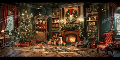 Christmas Living Room Full 20’X10’ Ultracloth (240 X 120 Inch) Backdrop