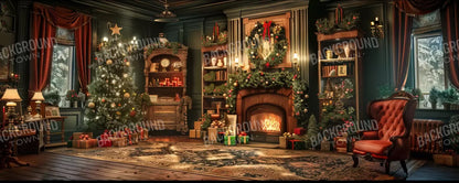 Christmas Living Room Full 20’X8’ Ultracloth (240 X 96 Inch) Backdrop