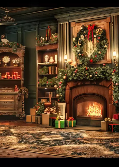 Christmas Living Room Full 5’X7’ Ultracloth (60 X 84 Inch) Backdrop