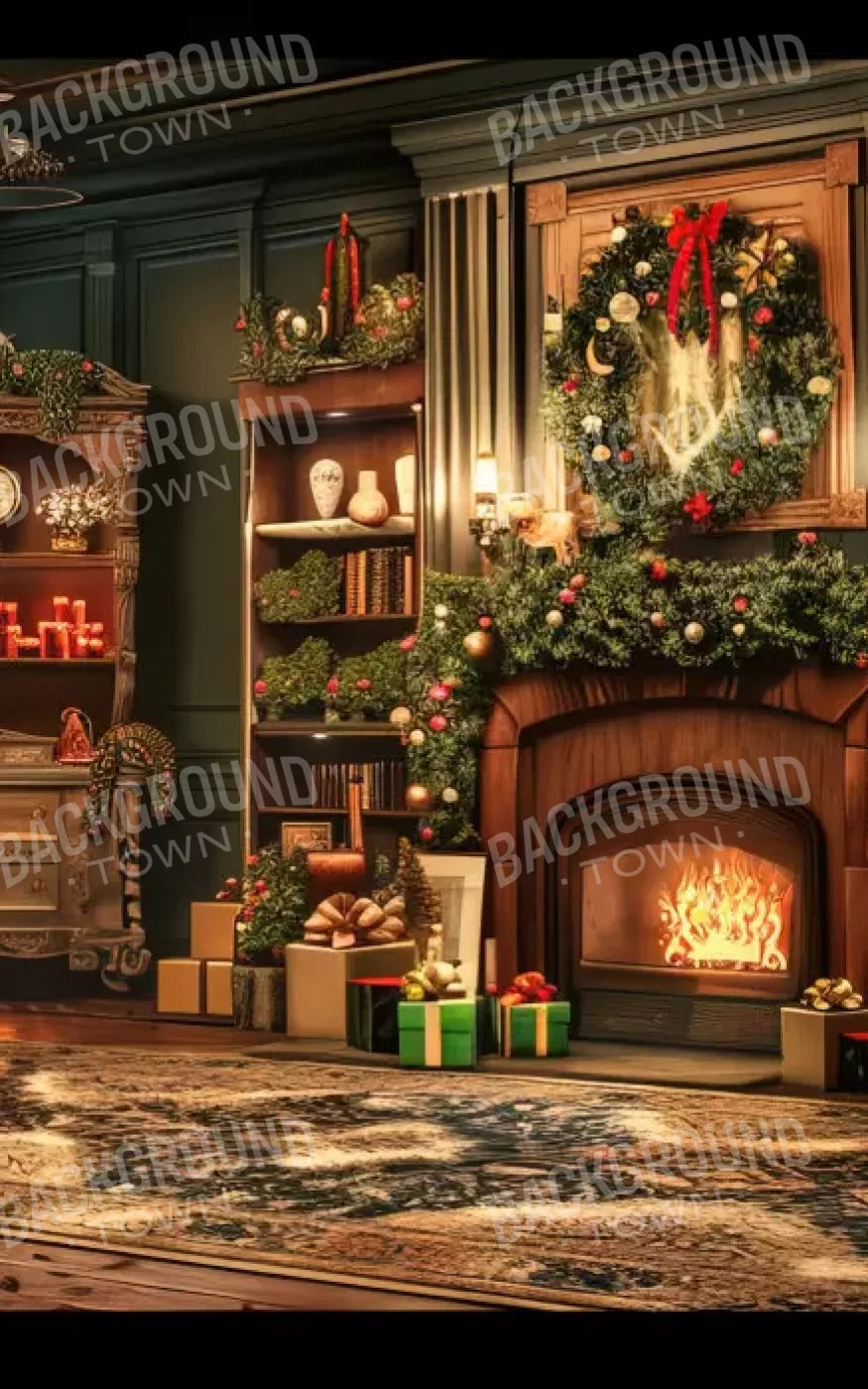 Christmas Living Room Full 5’X8’ Ultracloth (60 X 96 Inch) Backdrop