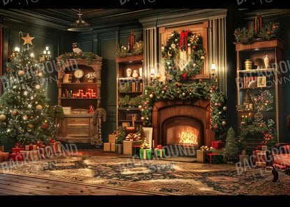 Christmas Living Room Full 7’X5’ Ultracloth (84 X 60 Inch) Backdrop