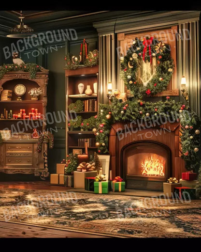 Christmas Living Room Full 8’X10’ Fleece (96 X 120 Inch) Backdrop