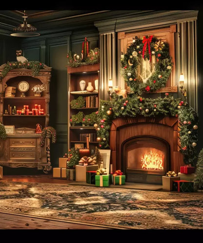 Christmas Living Room Full 10’X12’ Ultracloth (120 X 144 Inch) Backdrop