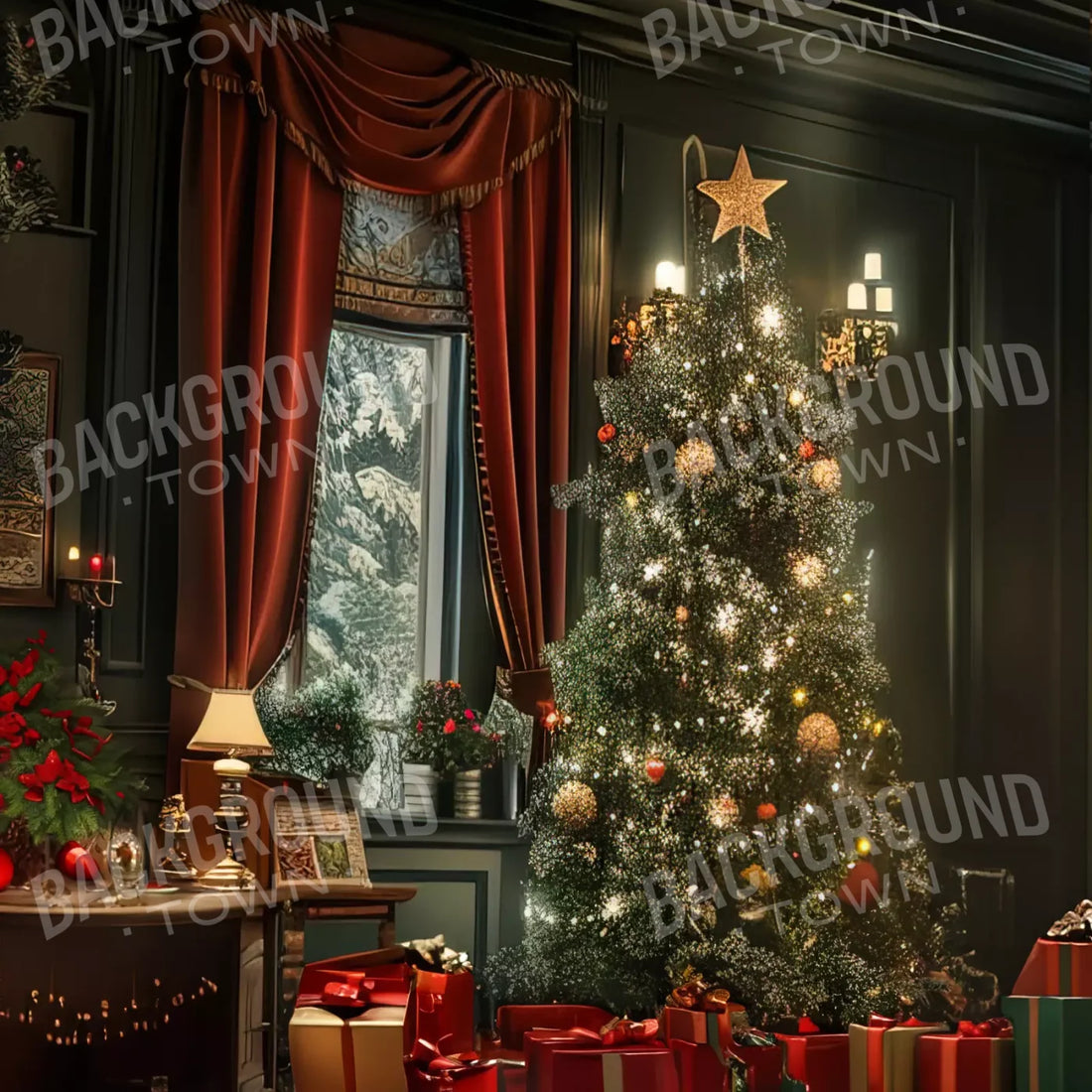 Green Christmas Backdrop for Photography