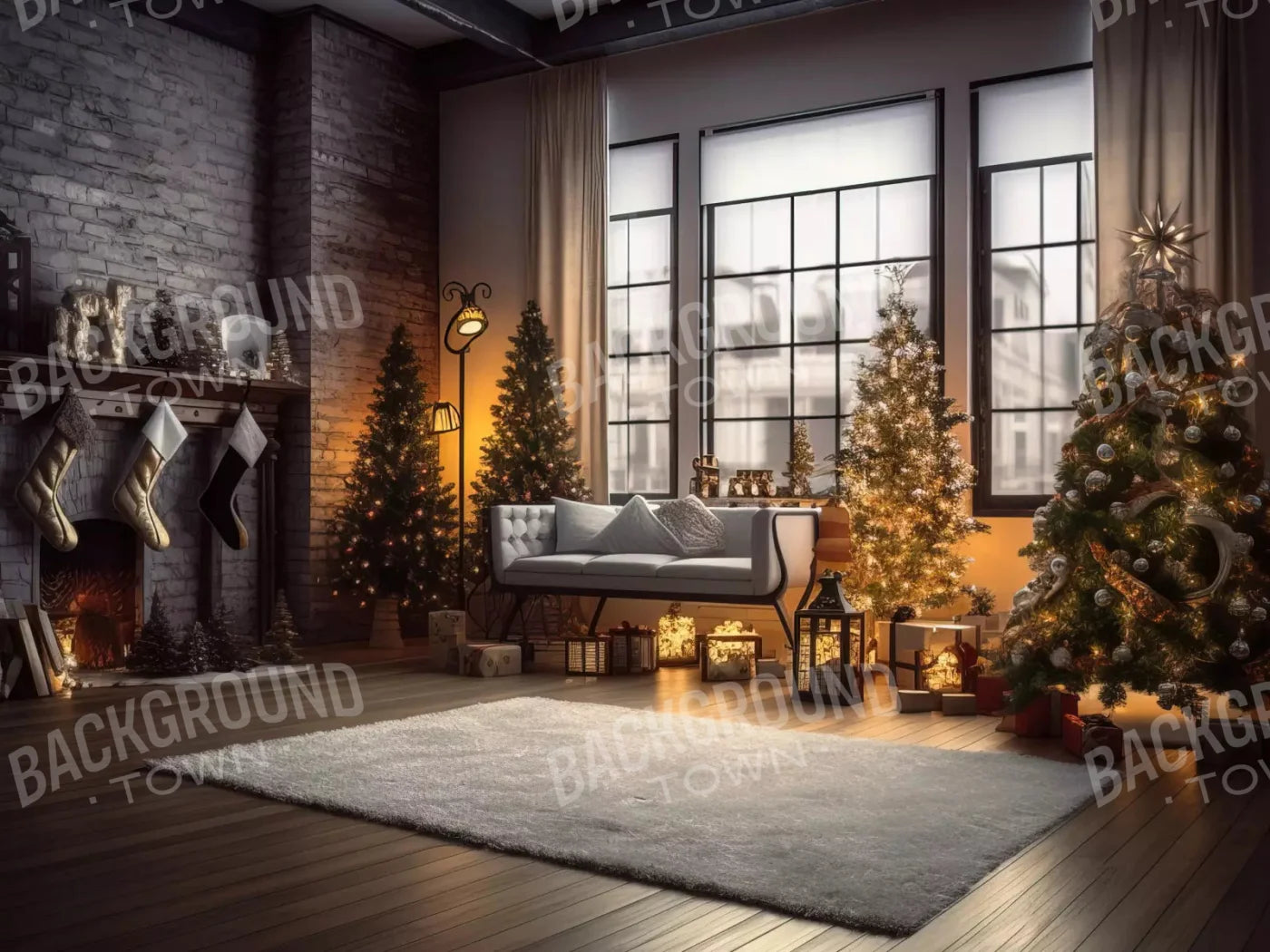 Christmas Loft 10X8 Fleece ( 120 X 96 Inch ) Backdrop