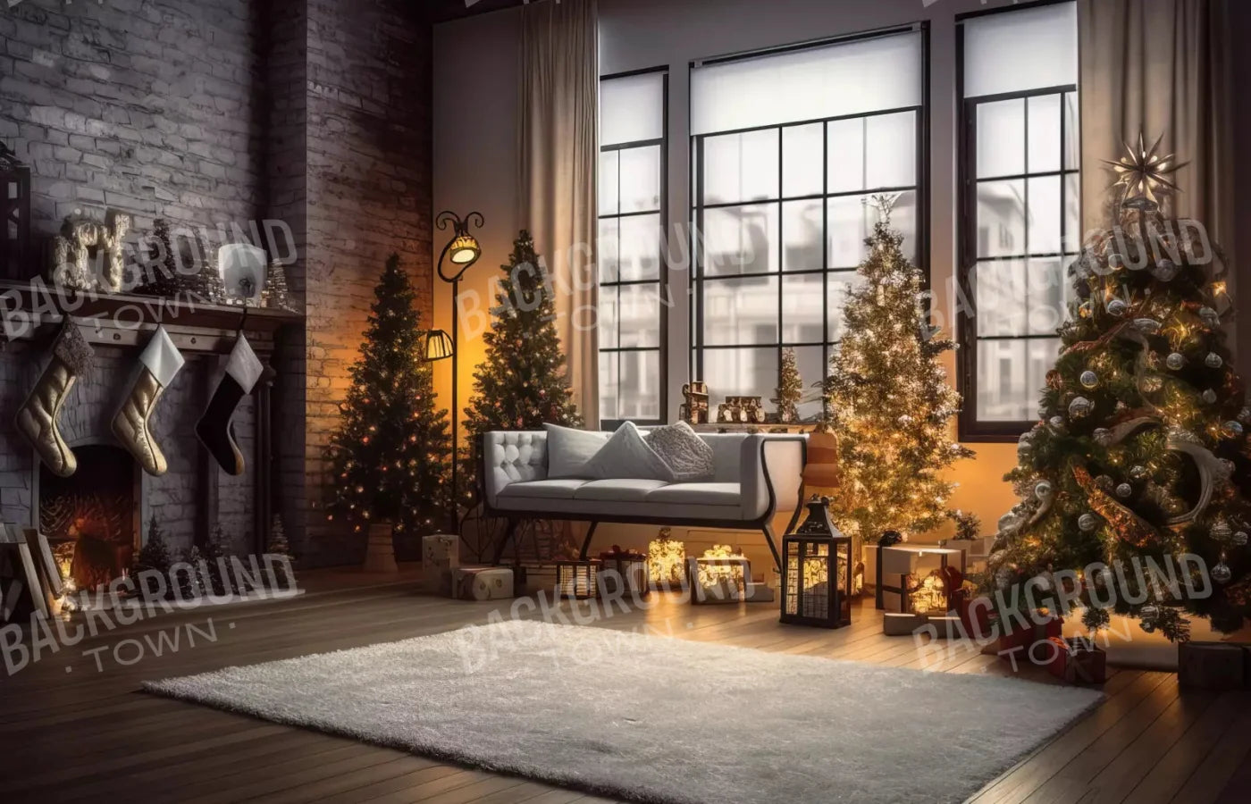 Christmas Loft 12X8 Ultracloth ( 144 X 96 Inch ) Backdrop