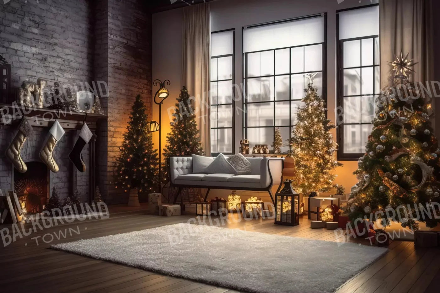 Christmas Loft 8X5 Ultracloth ( 96 X 60 Inch ) Backdrop