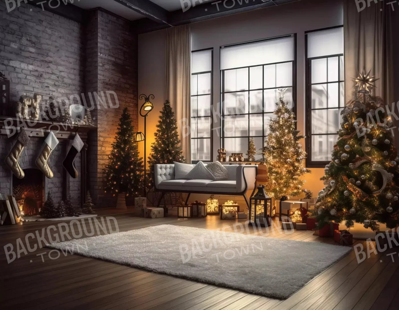 Christmas Loft 8X6 Fleece ( 96 X 72 Inch ) Backdrop